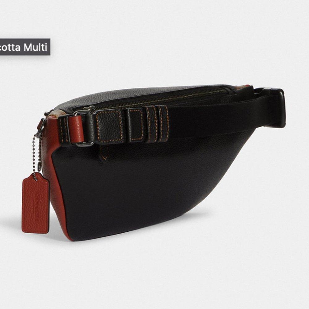 COACH Warren Belt Bag Colorblock Signature Canvas Gunmetal/Khaki Terracota NWT - Picture 7 of 13